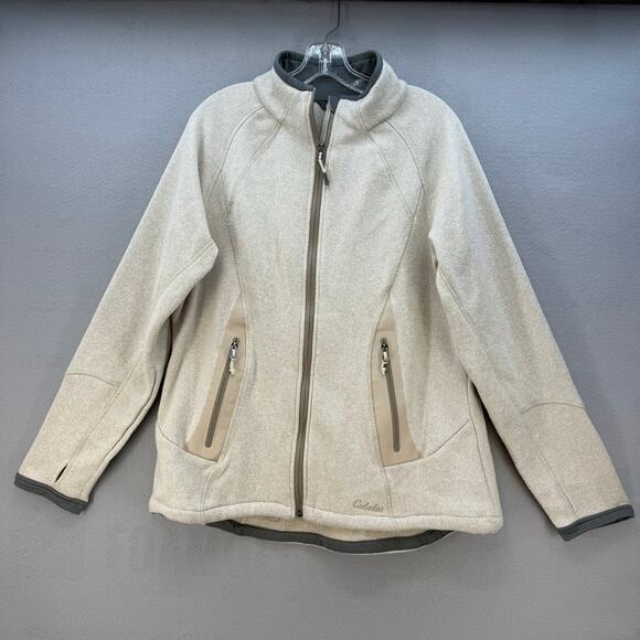 Cabela's Jackets & Blazers - Cabela's Full Zip Sweater Jacket Women's L Beige Full Zip Athleisure High Collar